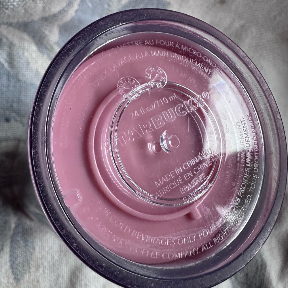 Starbucks Christmas Pink Red Green Glitter Wavy Swirl Cold Cup Tumbler 24oz - Picture 6 of 7